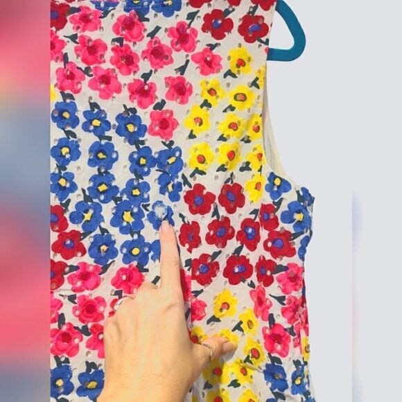 Talbots Eyelet Vibrant Floral Shift Dress, Cottagecore Coastal Grandma | 14 - Picture 10 of 13